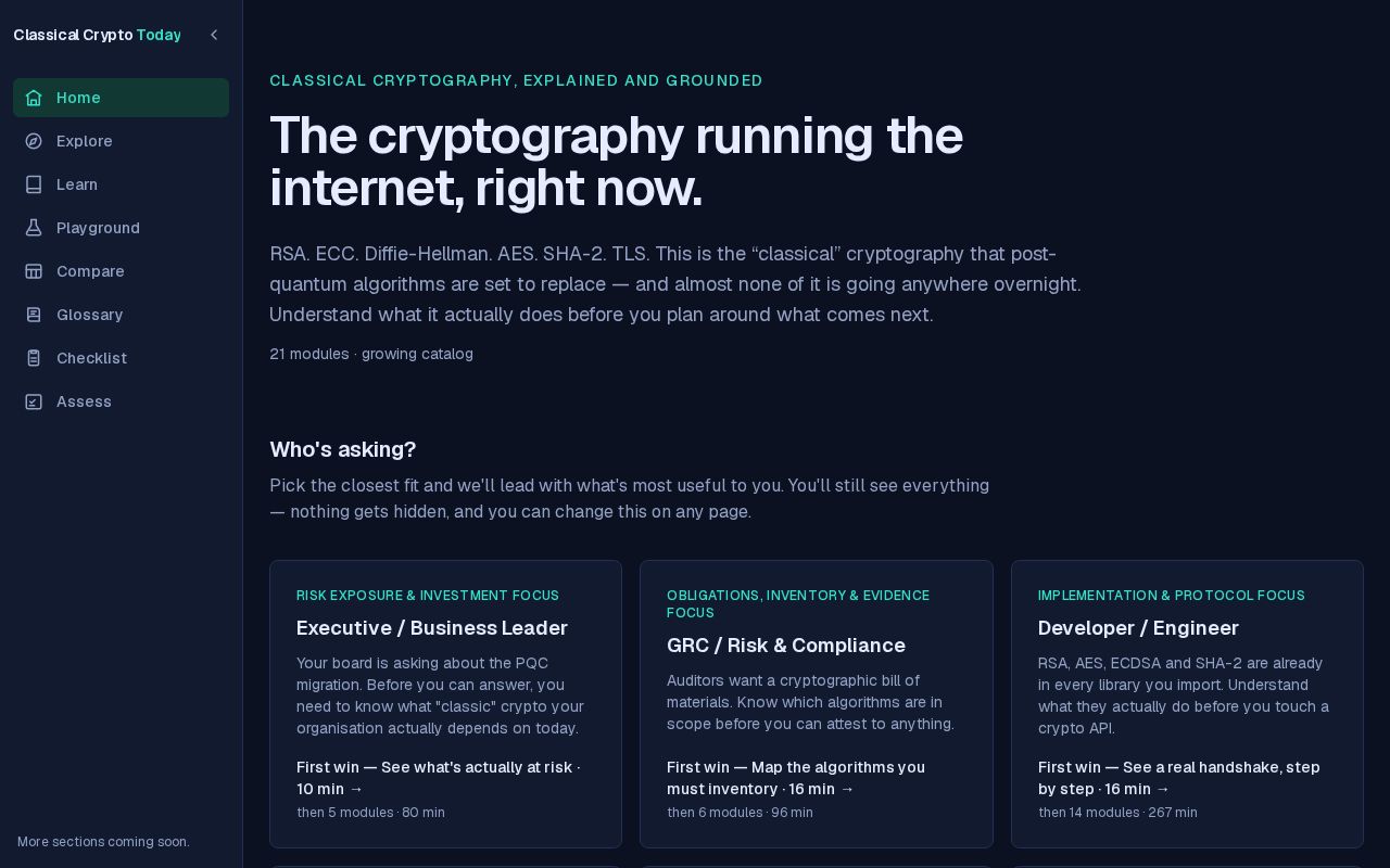 Preview of Classical Crypto Today