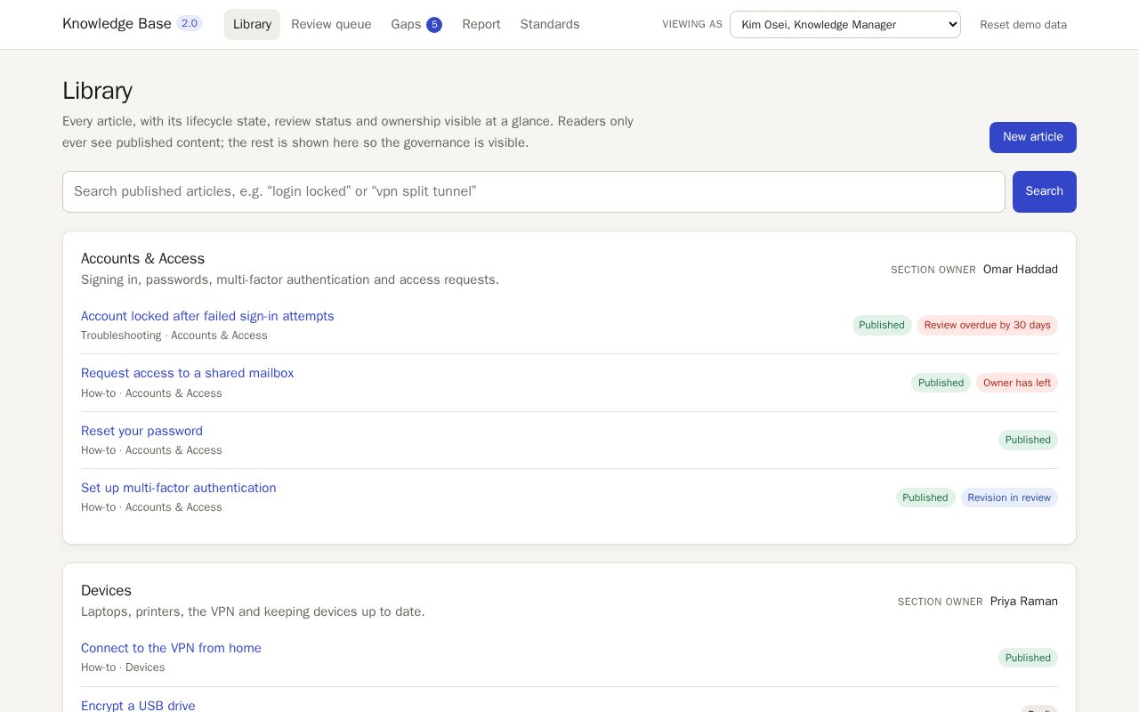 Preview of Knowledge Governance Demo