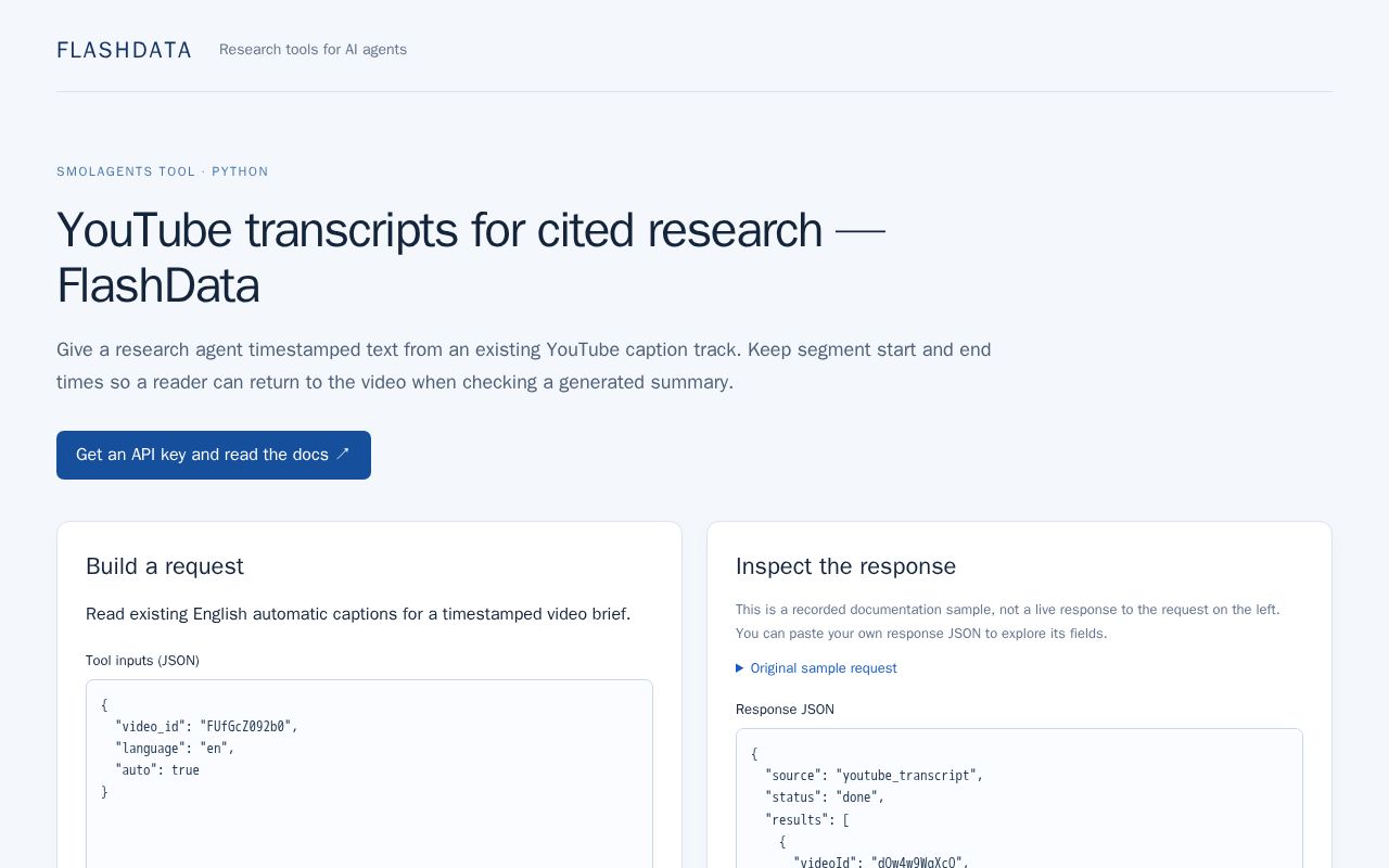 Preview of YouTube transcripts for cited research