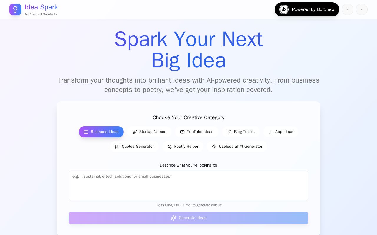 Preview of Idea Spark