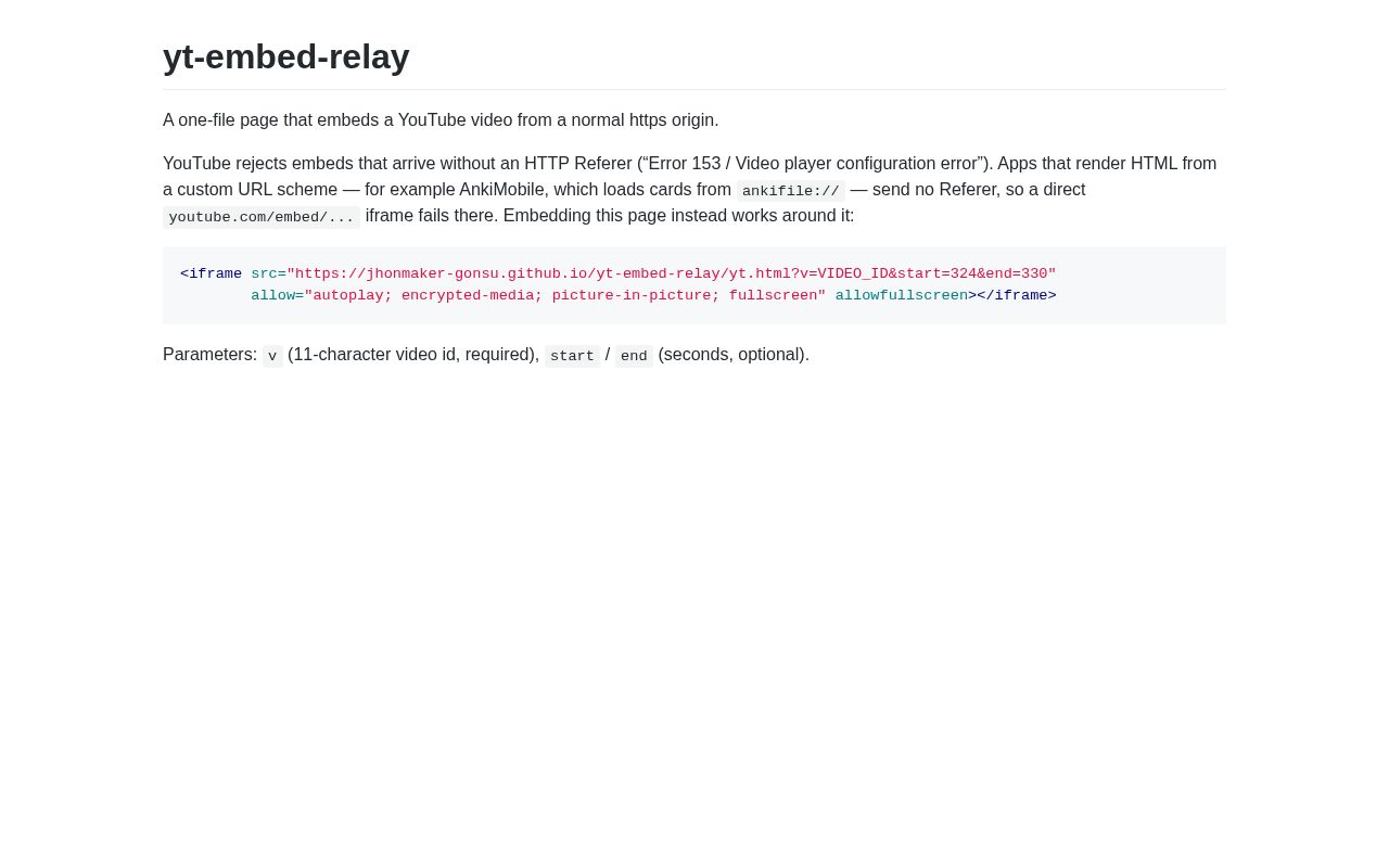 Preview of Yt Embed Relay