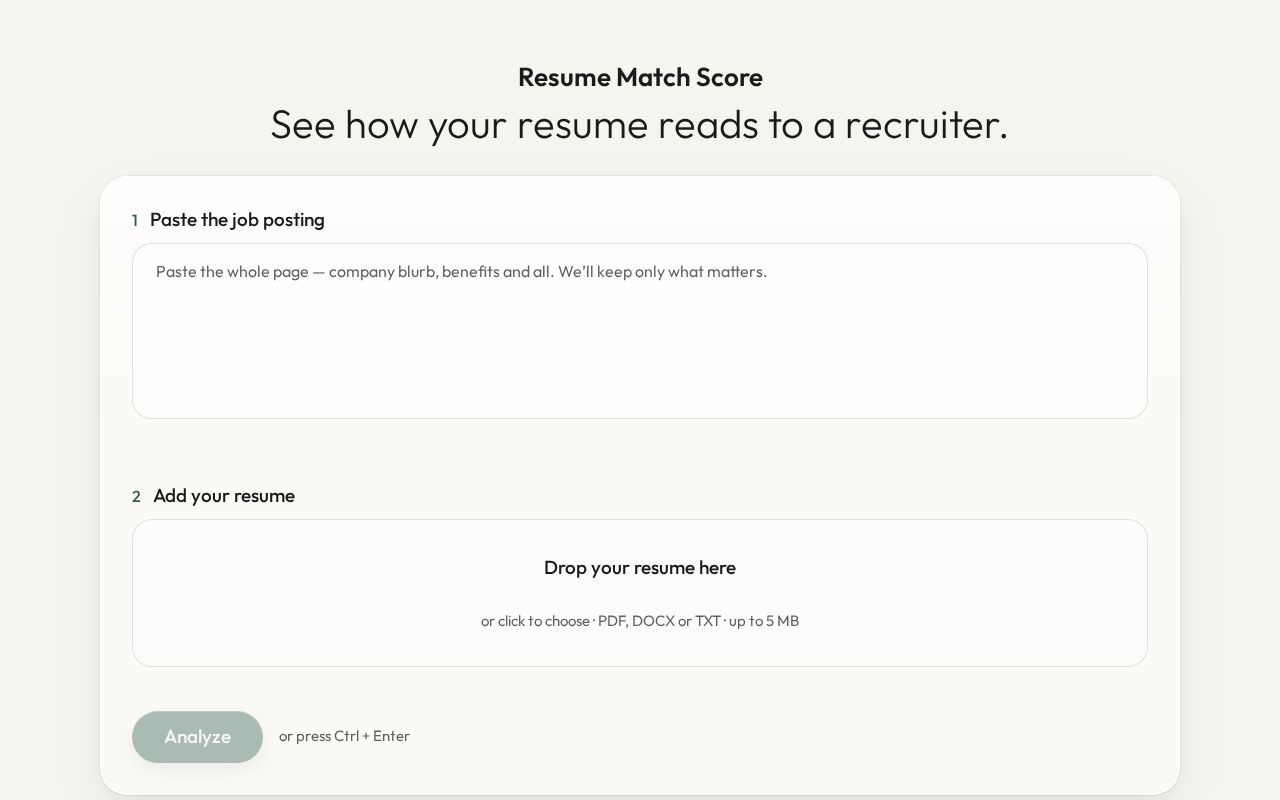 Preview of Resume Match Score