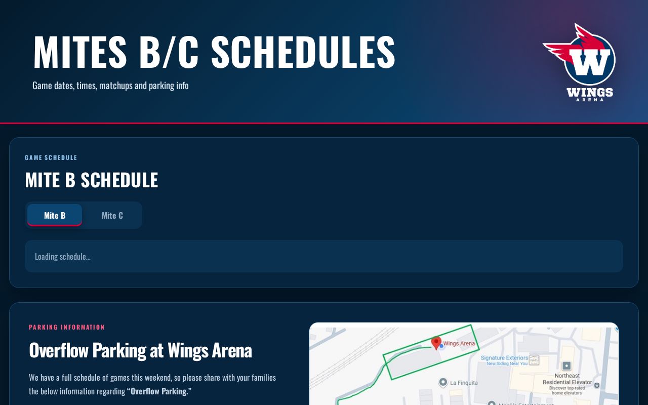 Preview of Mites Schedule