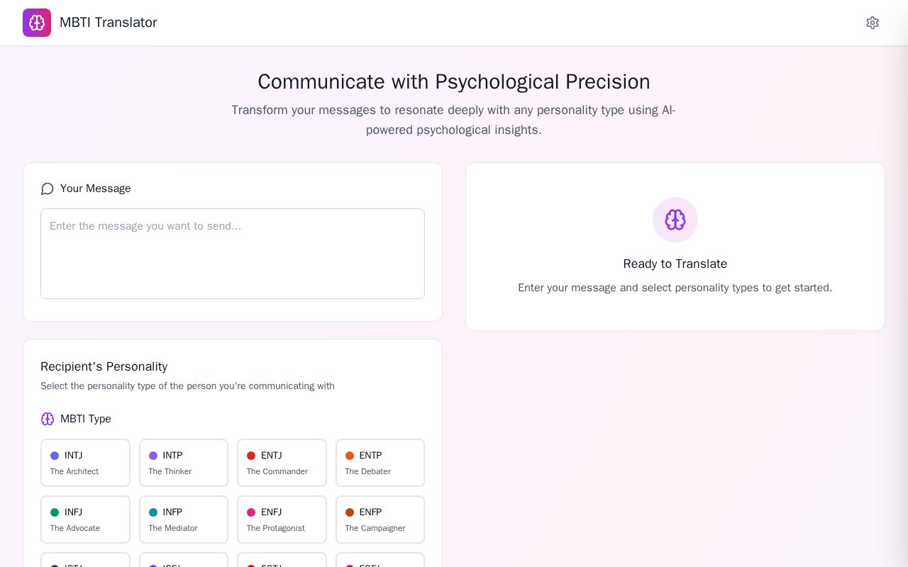 Preview of MBTI Translator