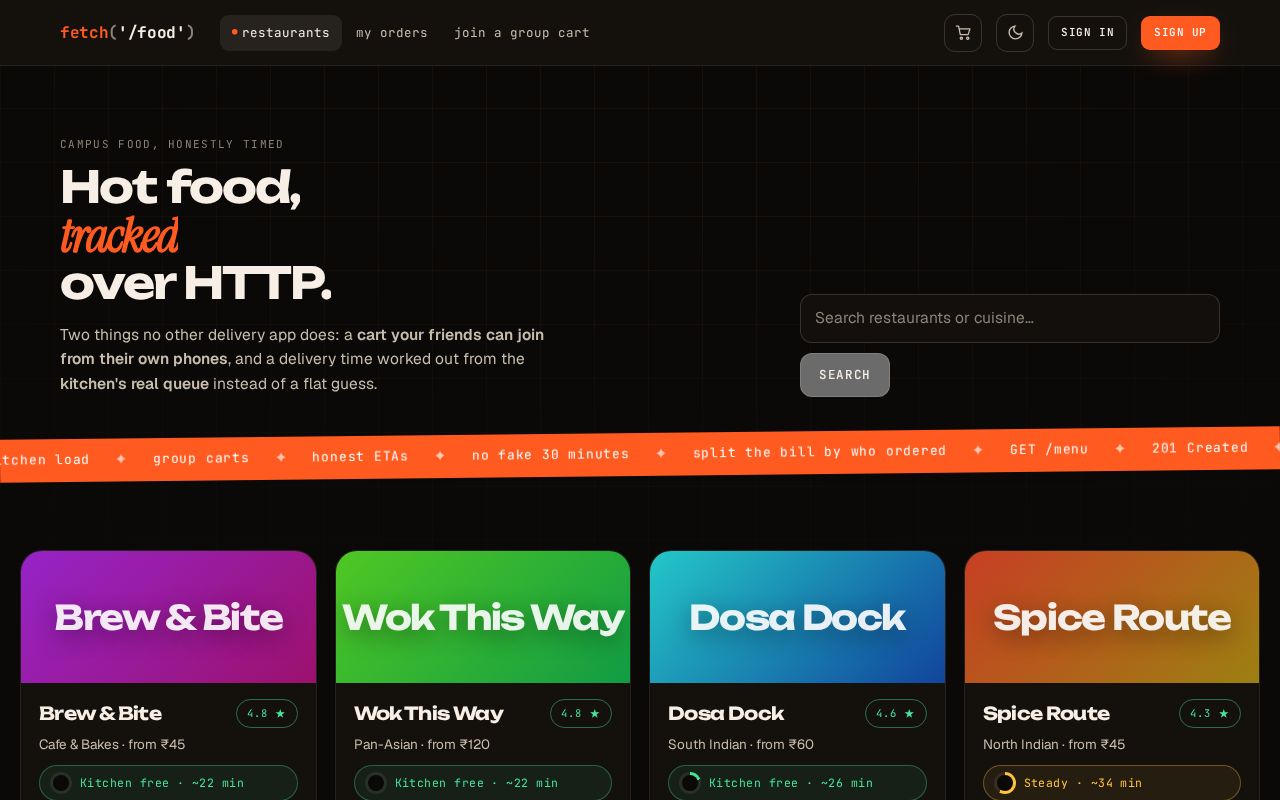 Preview of Fetch Food Ordering