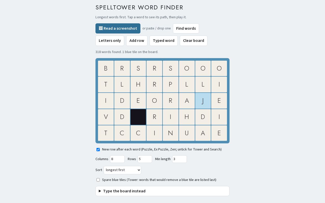 Preview of Spelltower Word Finder