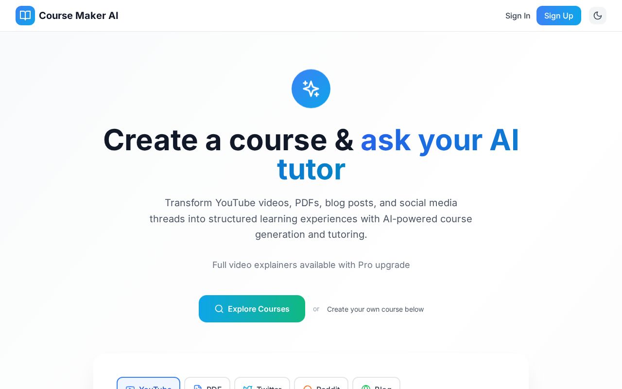 Preview of Course Maker AI