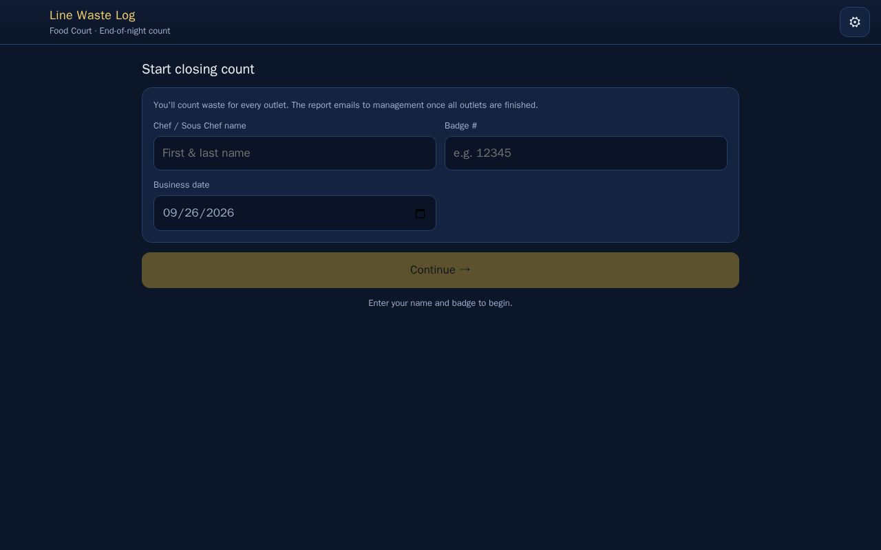 Preview of Line Waste Log