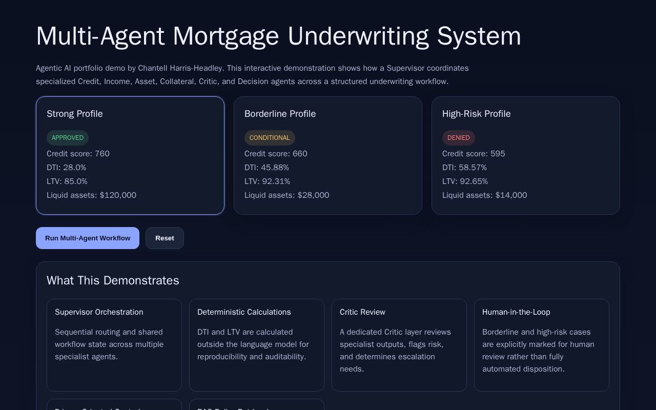 Preview of Multi Agent Mortgage Underwriting Demo