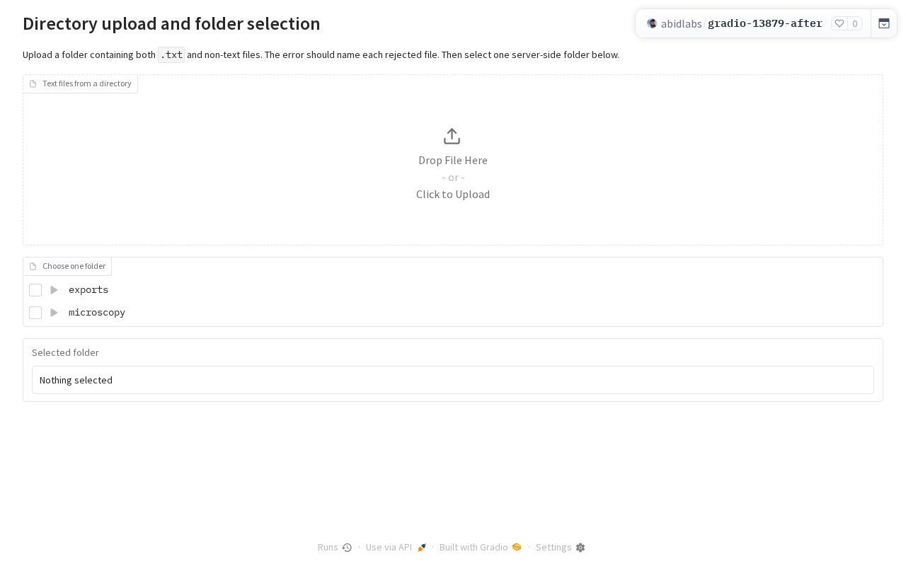 Preview of Gradio file selection after PR 13885