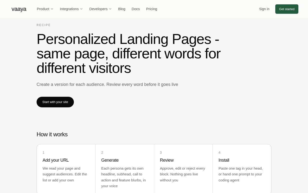 Preview of Personalized Landing Pages