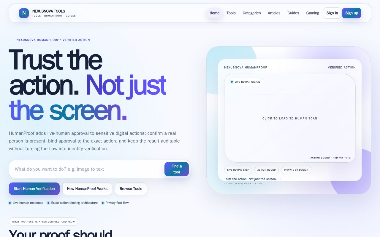 Preview of Official NexusNova website and daily digital tools