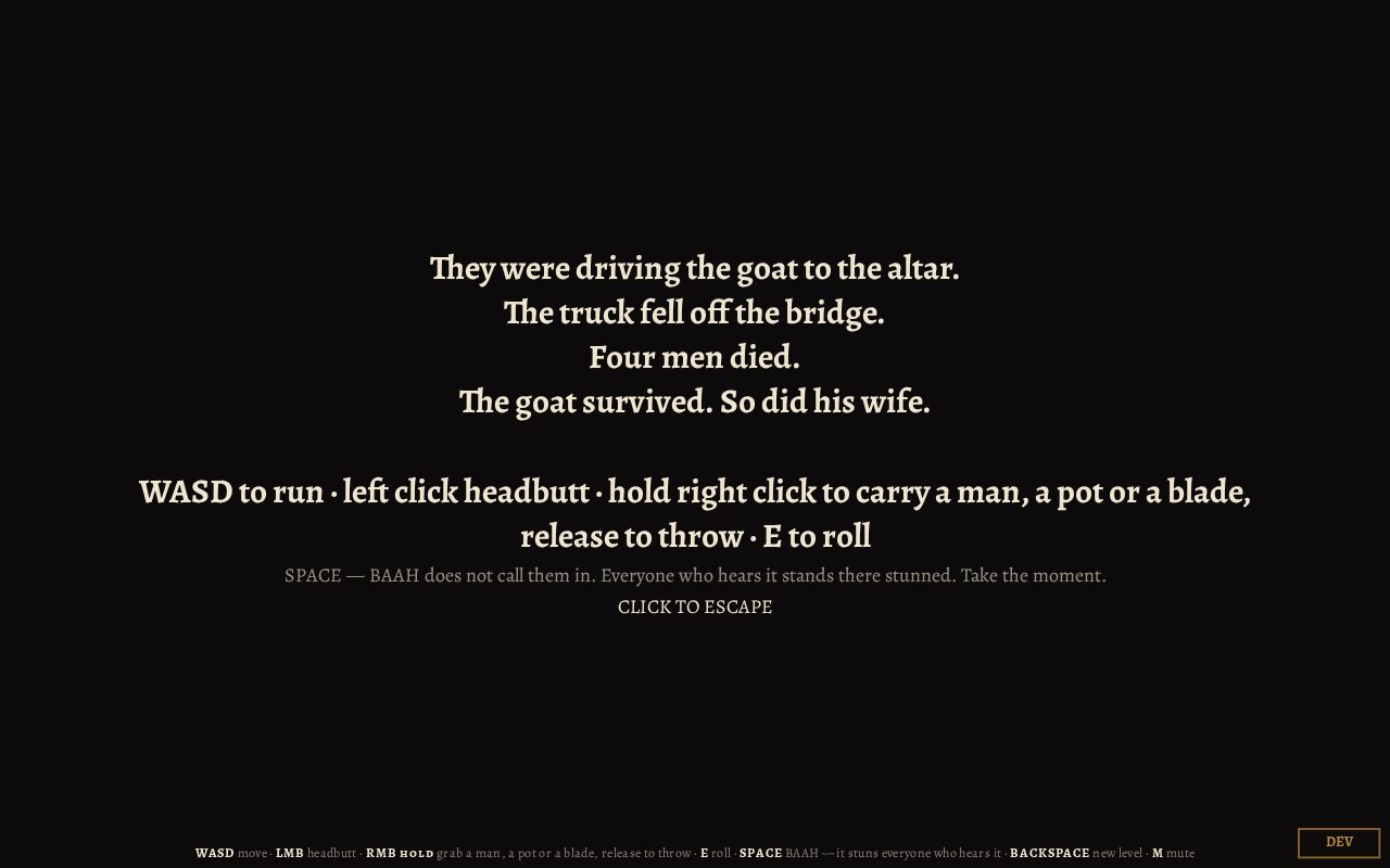 Preview of GOAT OUT — top-down goat escape prototype