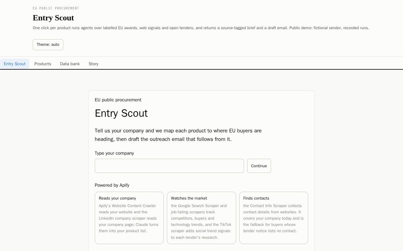 Preview of Entry Scout Demo