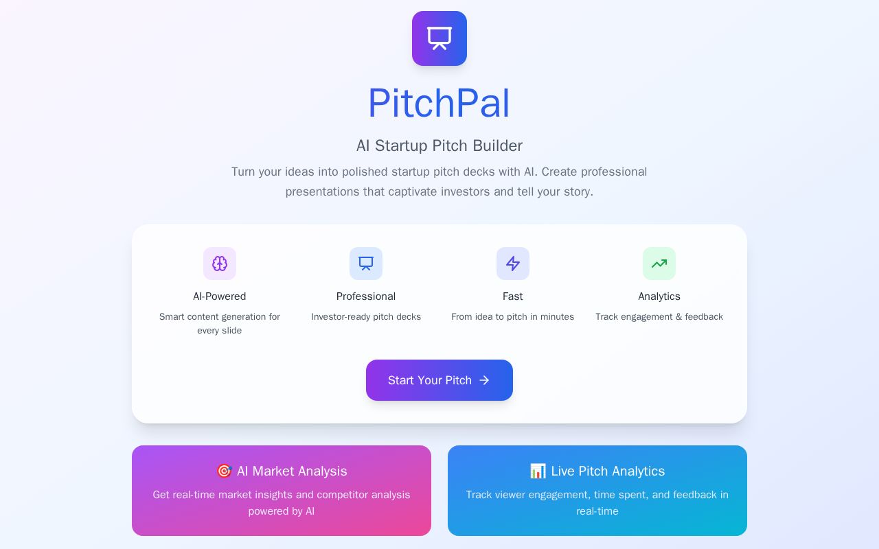 Preview of PitchPal AI Startup Pitch Builder