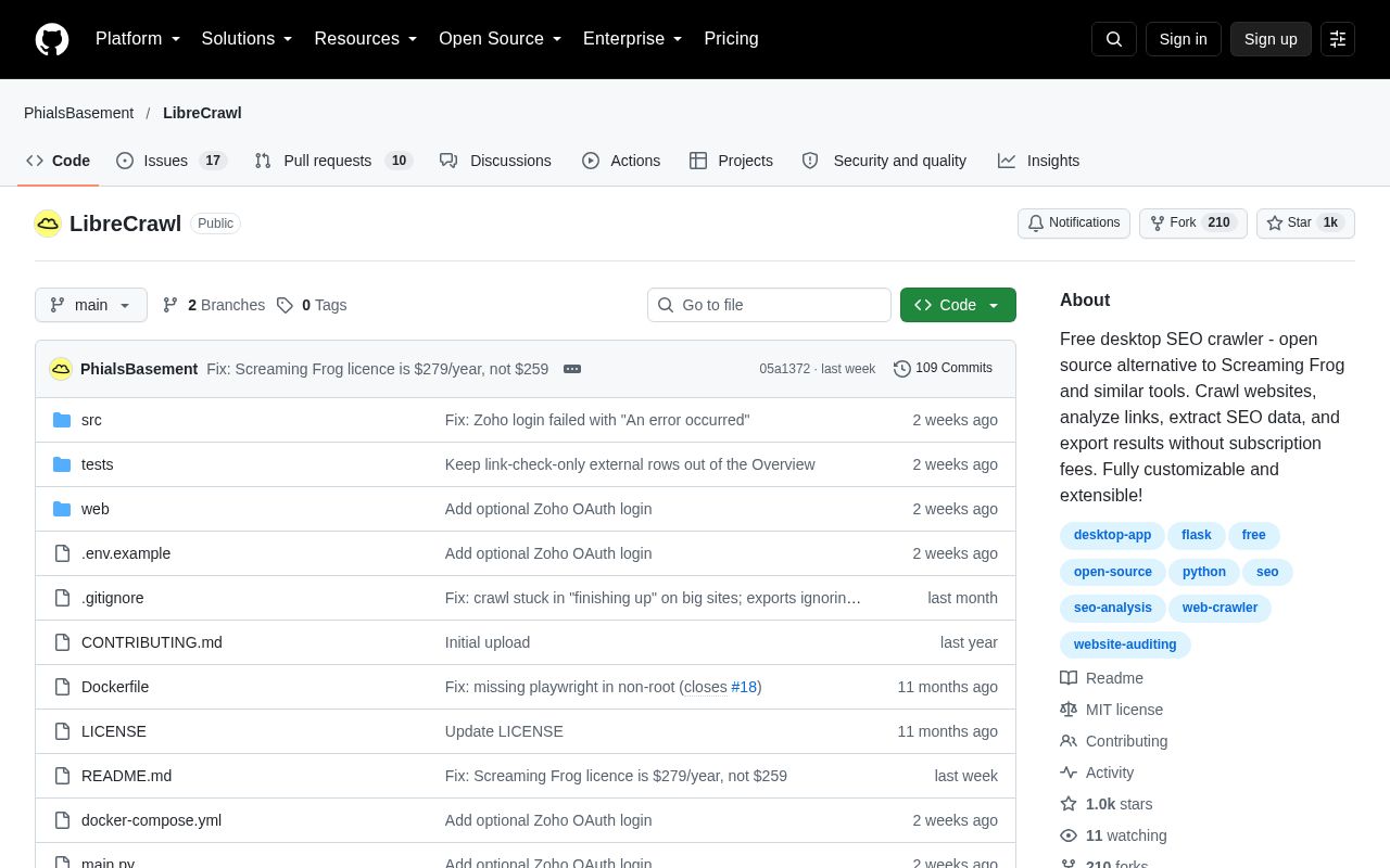 Preview of LibreCrawl