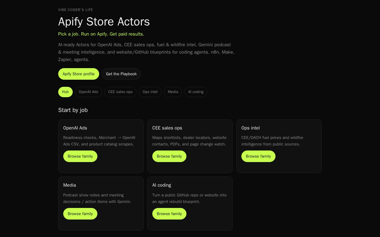 Preview of Apify Store Actors