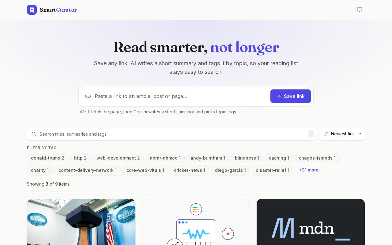 Preview of Smart Content Curator