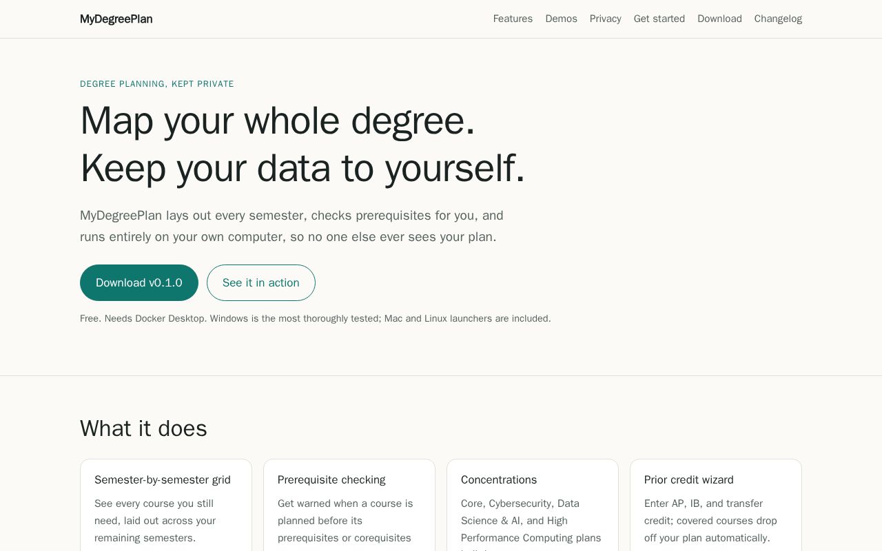 Preview of MyDegreePlan Site