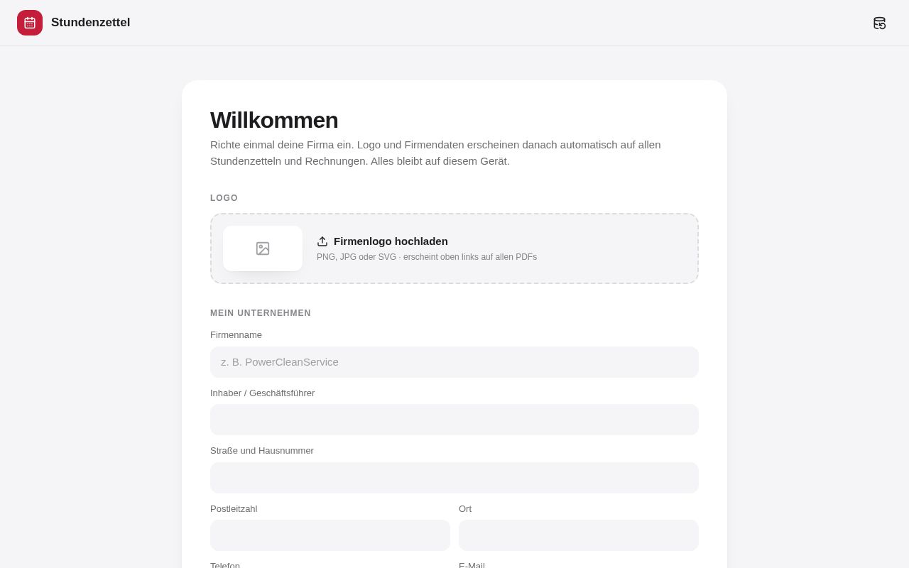 Preview of Stundenzettel