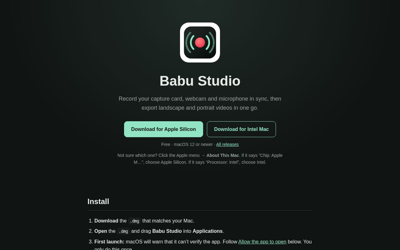 Preview of Babu Studio App
