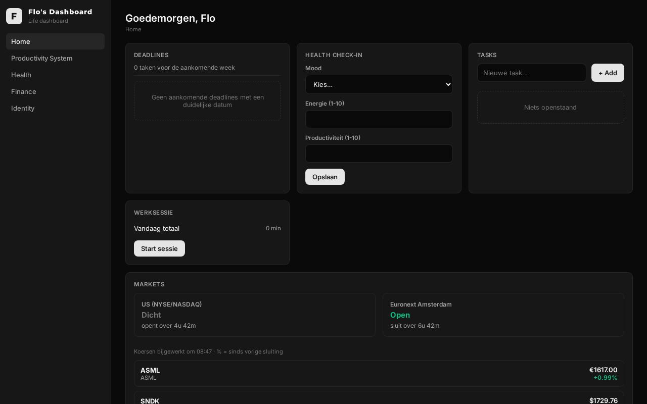 Preview of Flo Dashboard