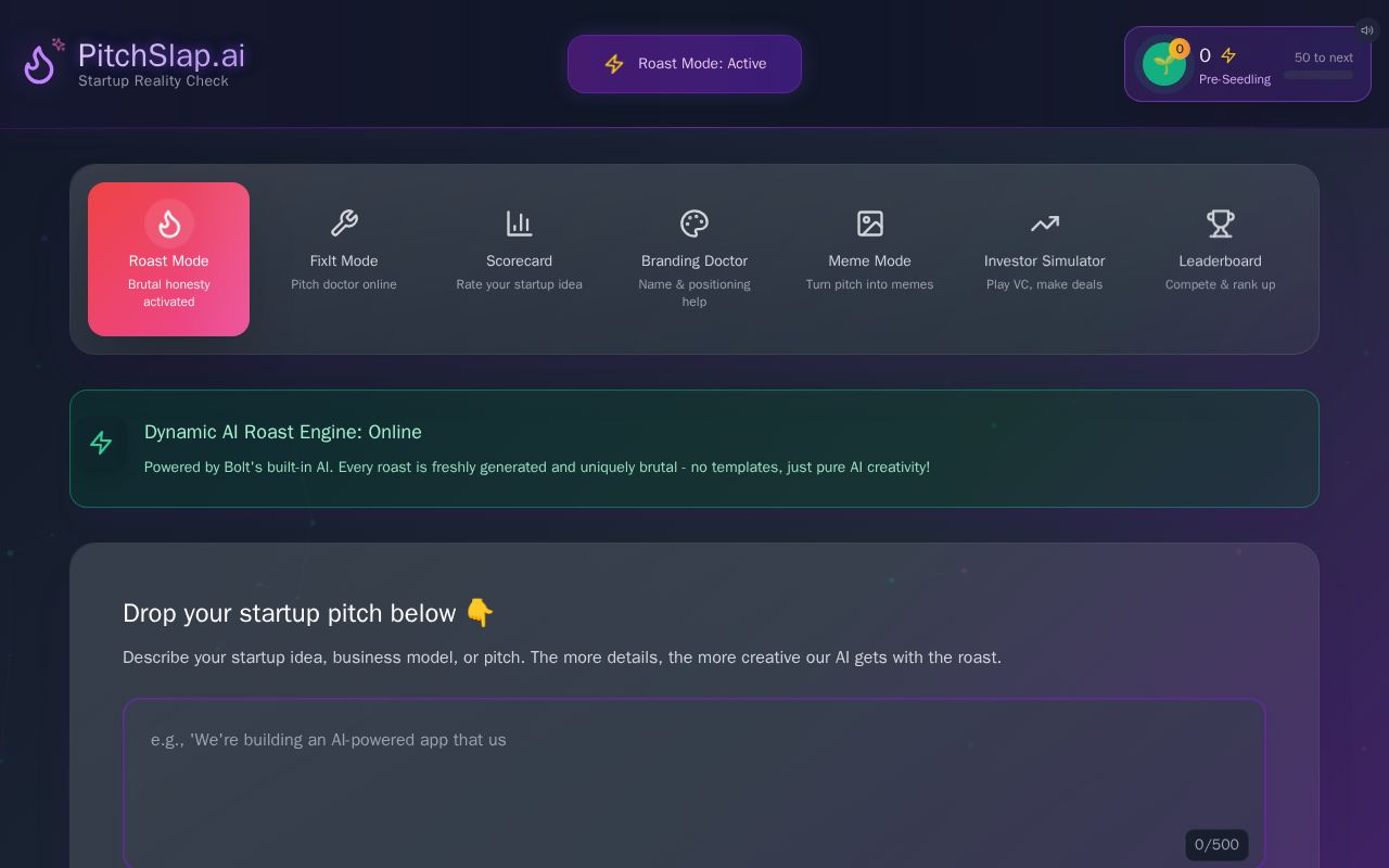 Preview of PitchSlap.ai - Sarcastic Roast Generator