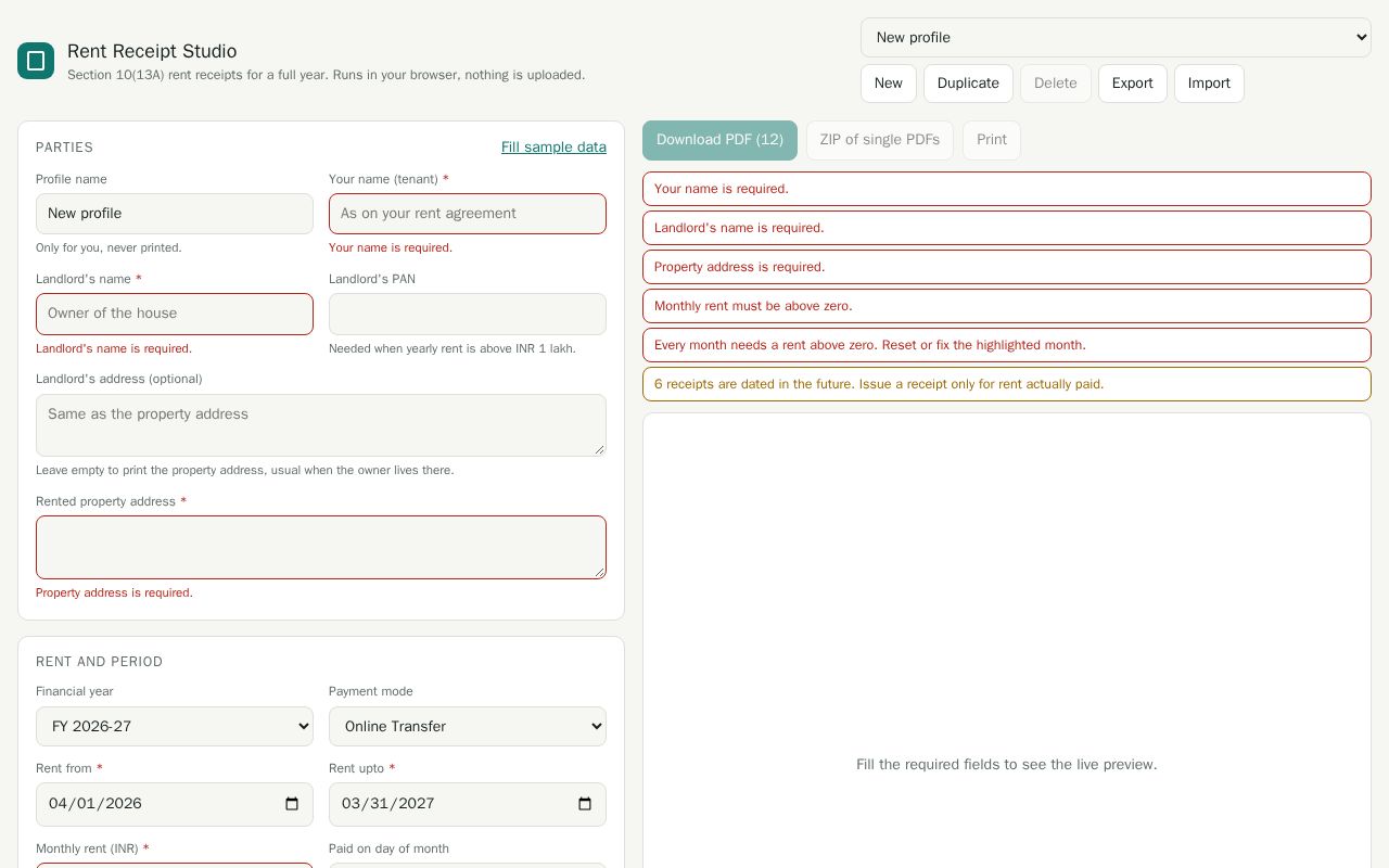 Preview of Rent Receipt Studio