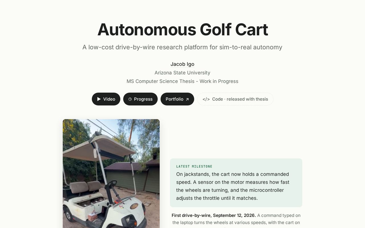 Preview of Autonomous Golf Cart