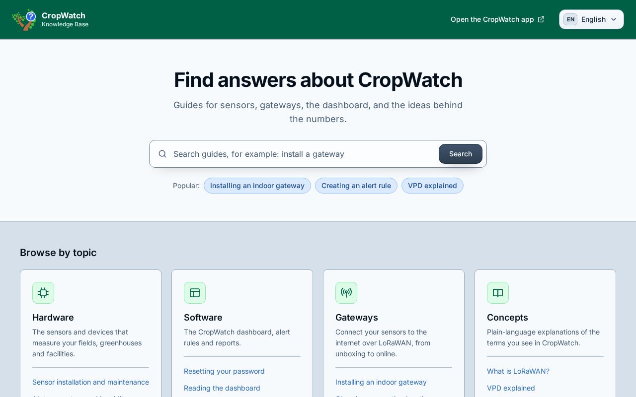 Preview of CropWatch Knowledge Base