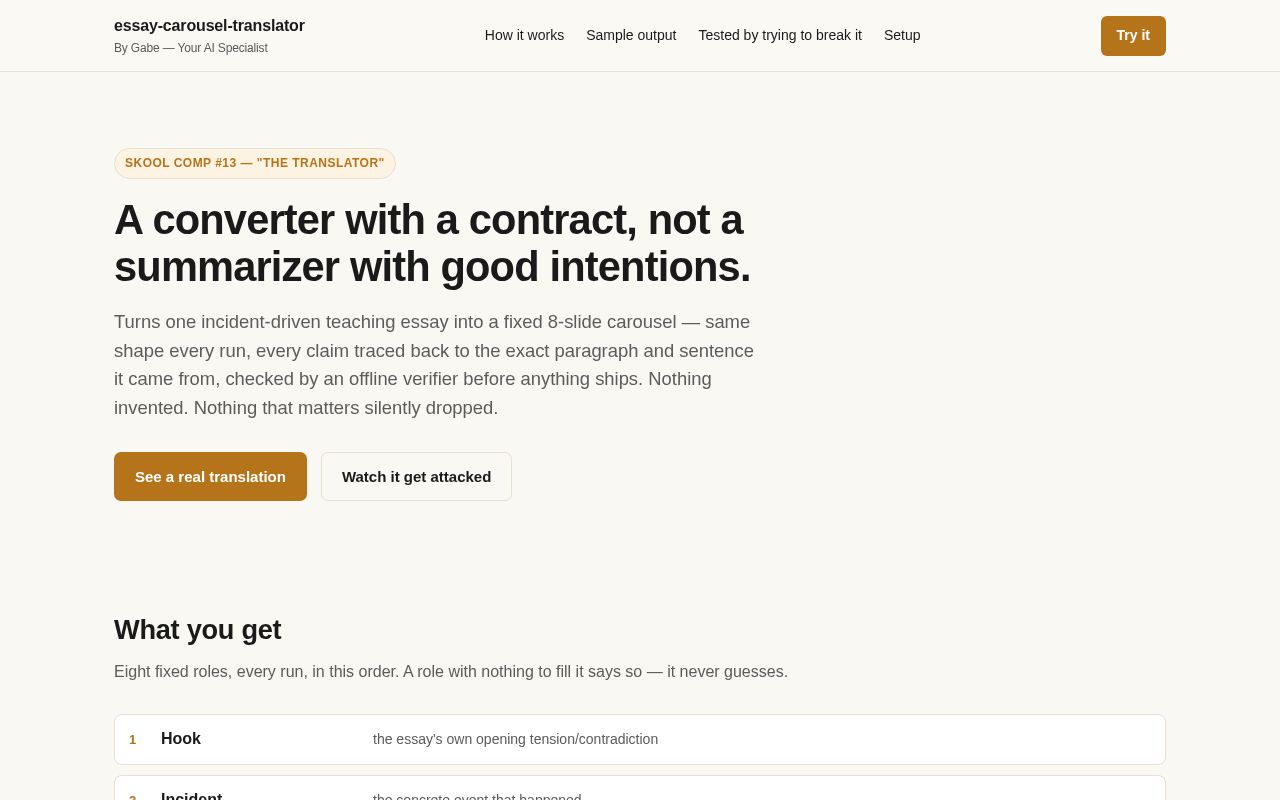 Preview of Essay Carousel Translator