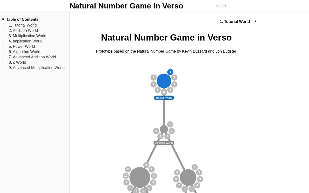 Preview of Natural Number Game in Verso