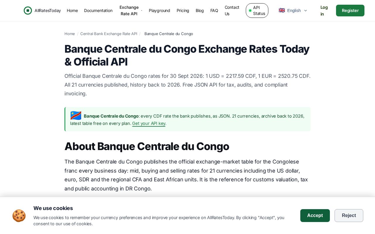 Preview of Banque Centrale Du Congo Exchange Rate