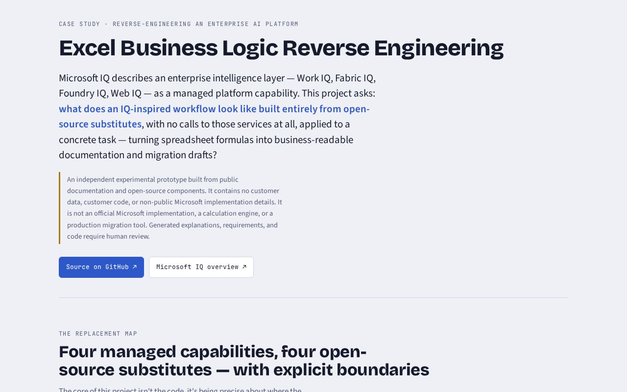 Preview of Excel Business Logic Reverse Engineering