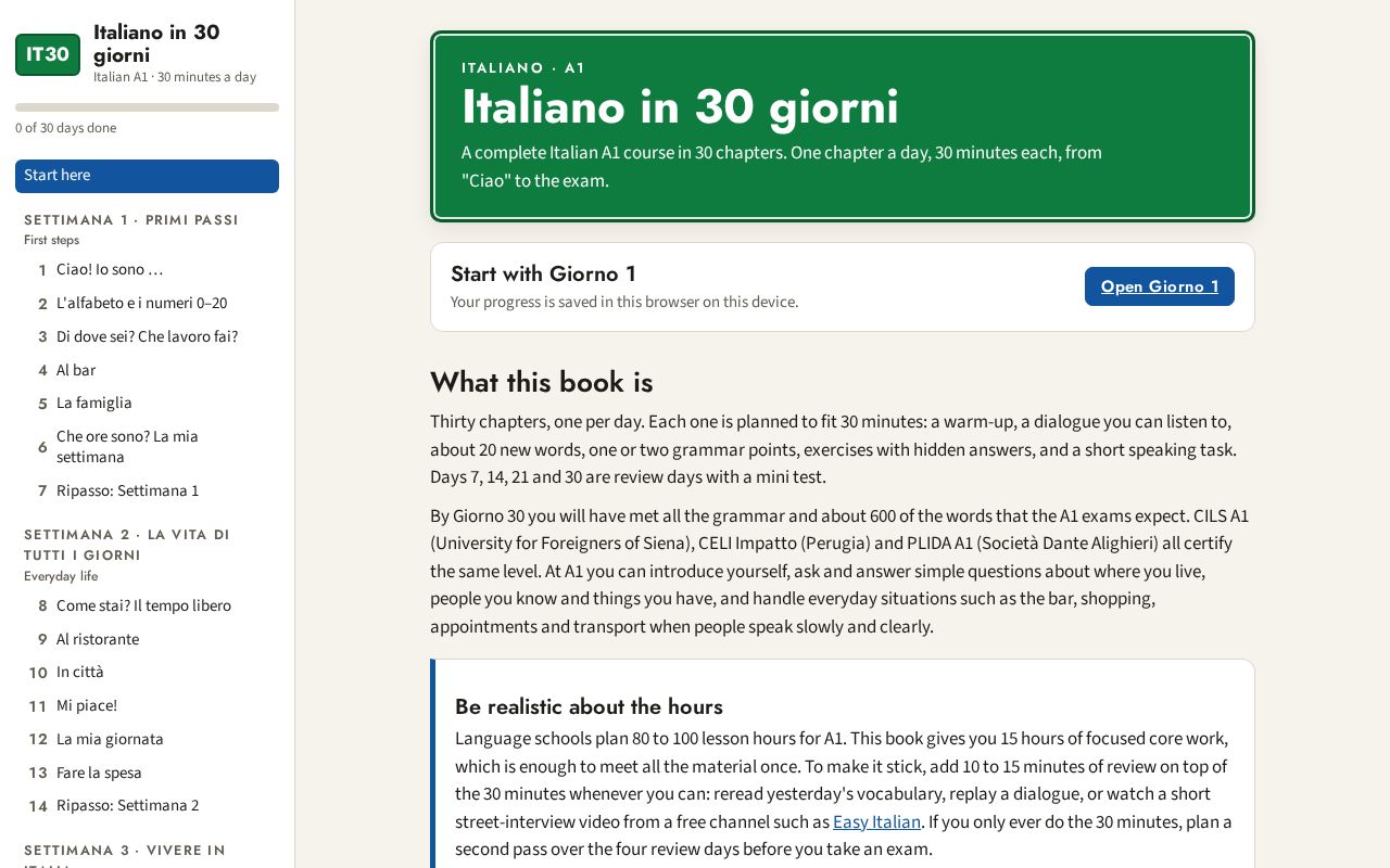Preview of Italian A1 Book
