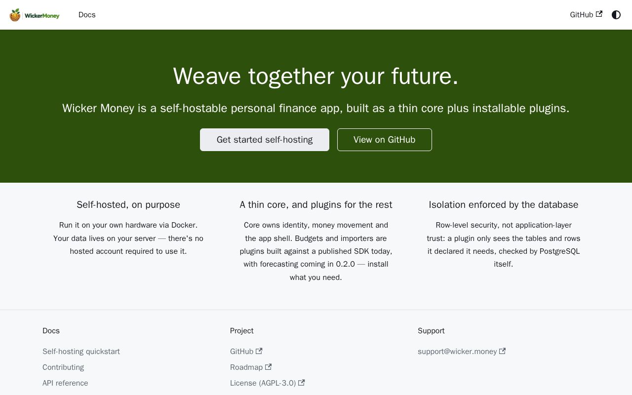Preview of Docs: self-hosting, plugins and API