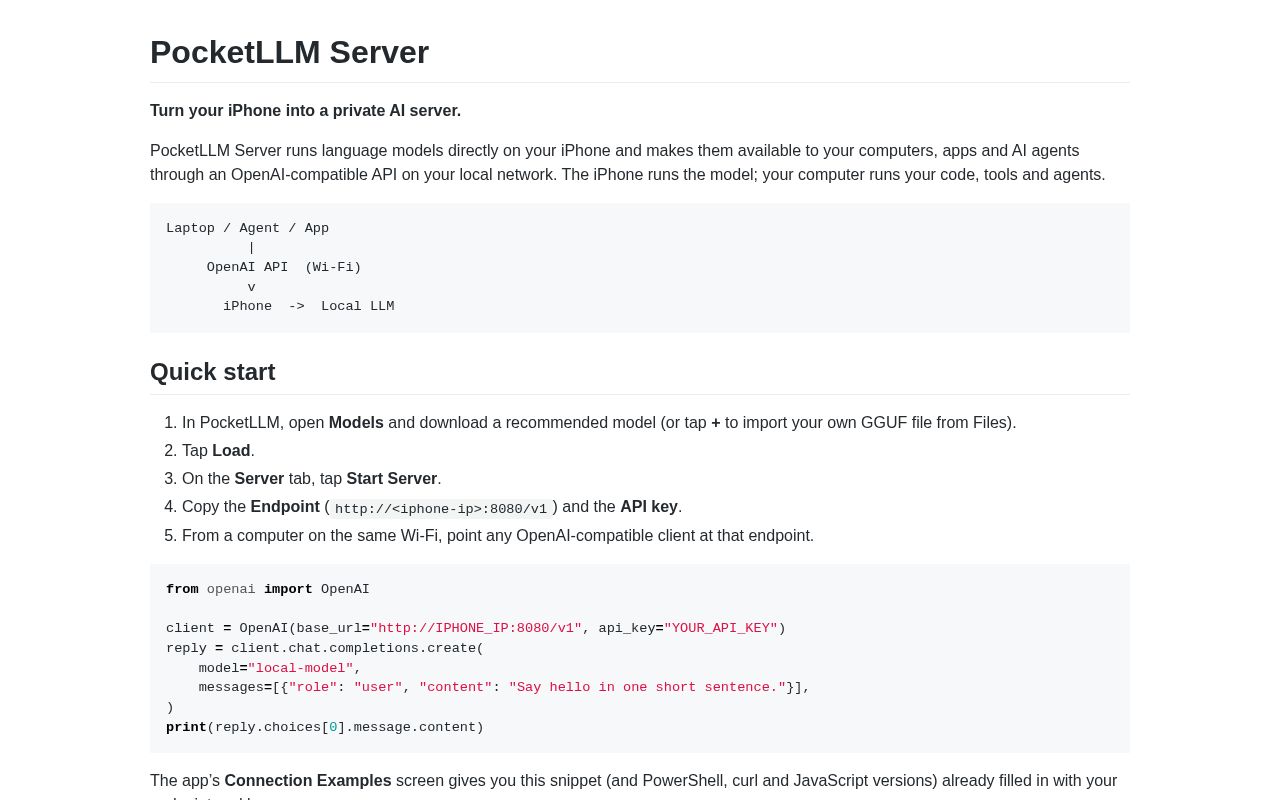 Preview of PocketLLM Server