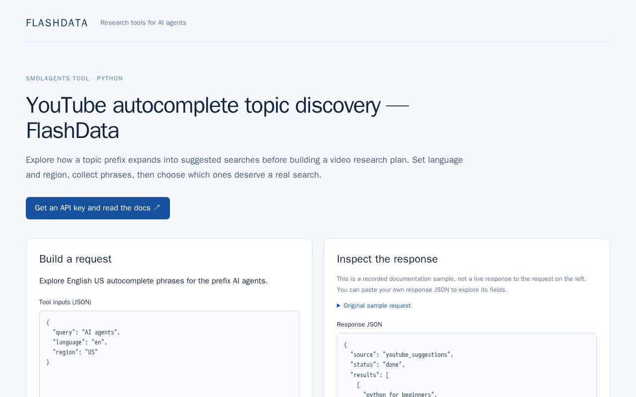 Preview of YouTube autocomplete topic discovery