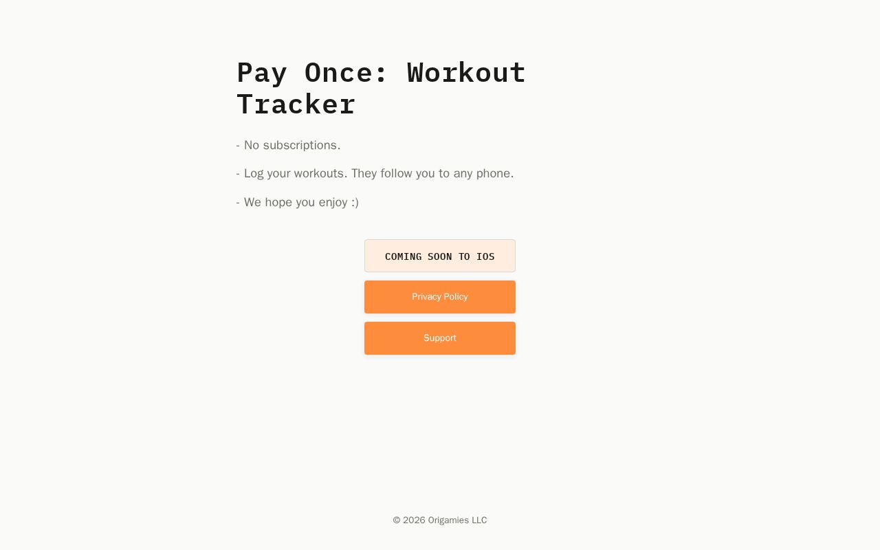 Preview of Pay Once Lift Tracker Website