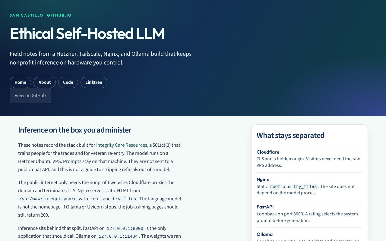 Preview of Ethical Self Hosted Llm