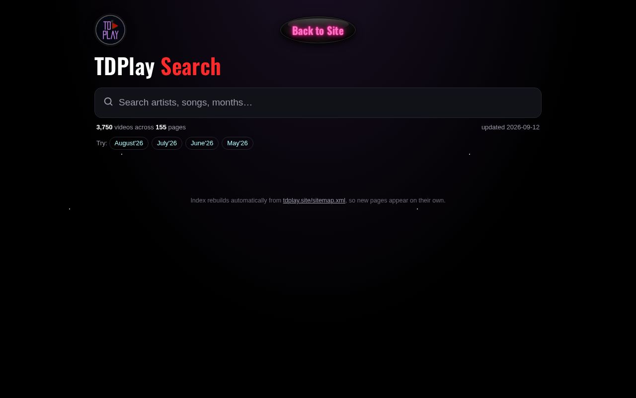 Preview of Search every page of tdplay.site – auto-updating index + search widget