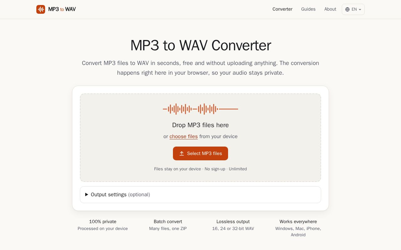 Preview of Mp3 To Wav Browser