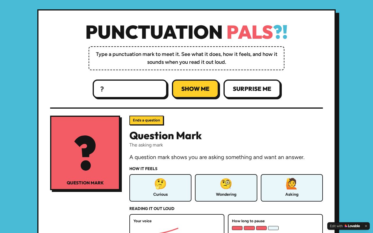 Preview of Punctuation Pals