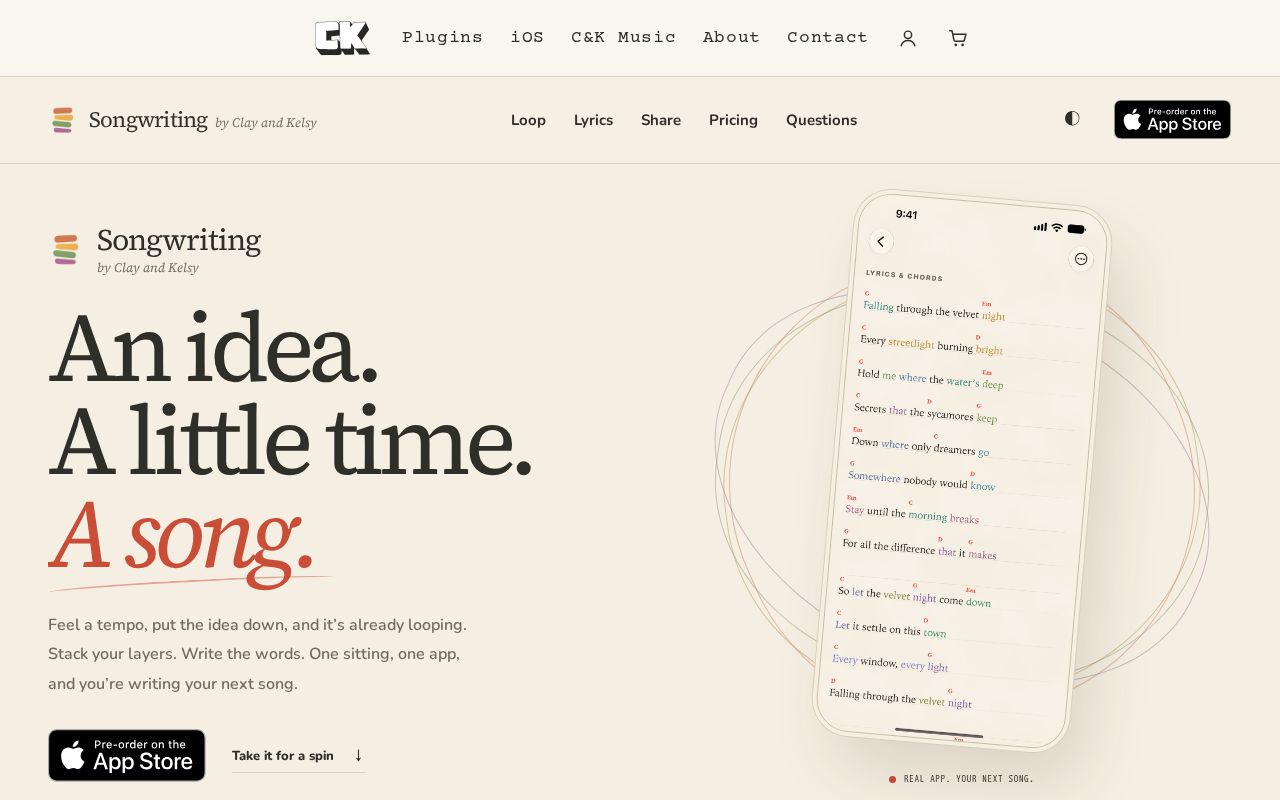Preview of Songwriting Site