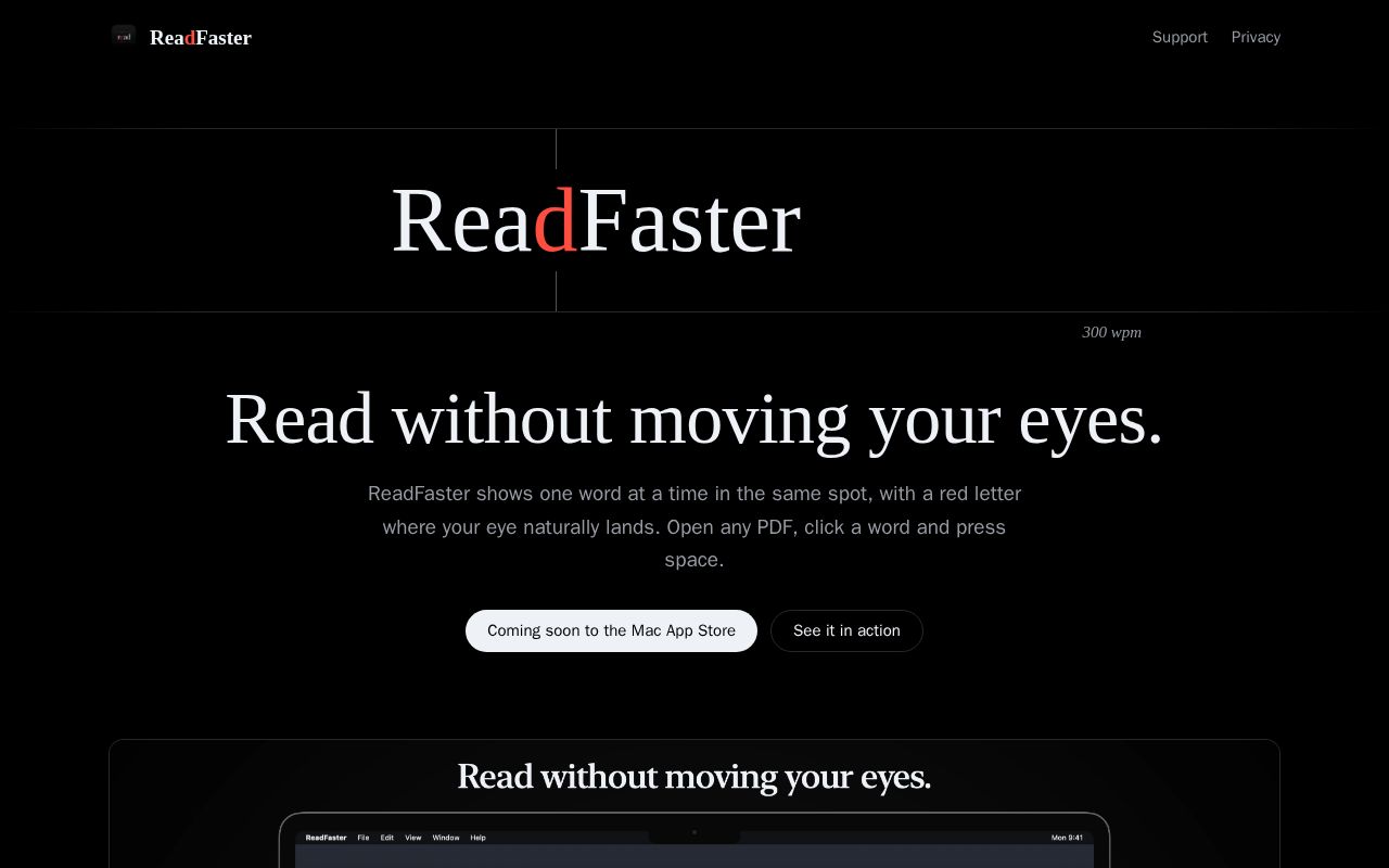 Preview of ReadFaster: speed reading for your PDFs on Mac
