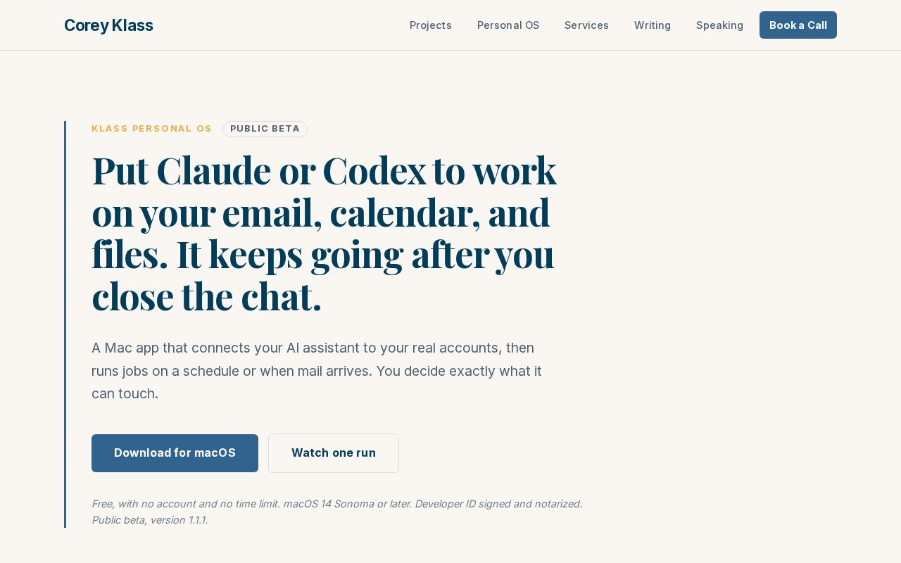 Preview of Klass Personal Os Mcp
