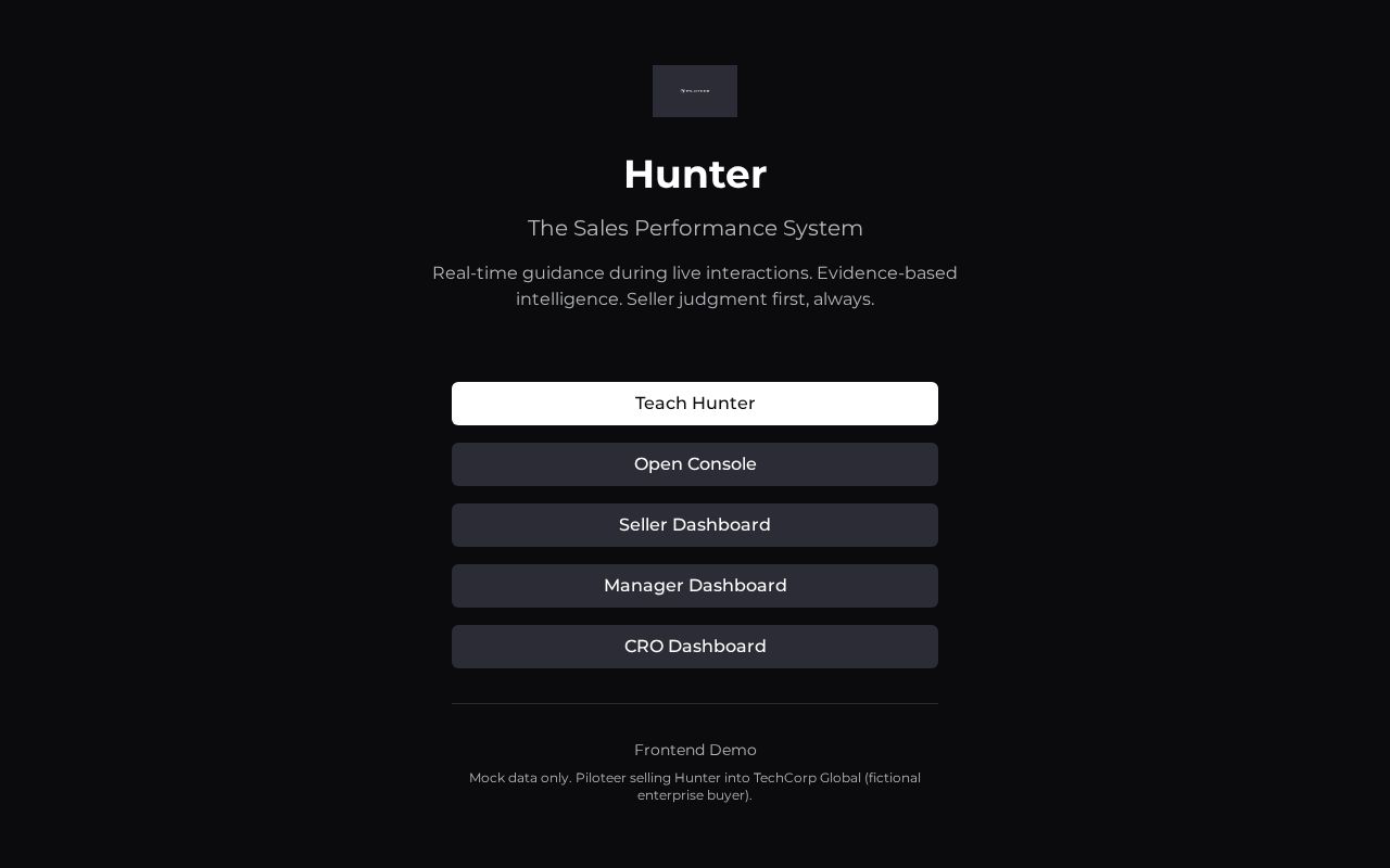 Preview of Hunter Frontend Demo
