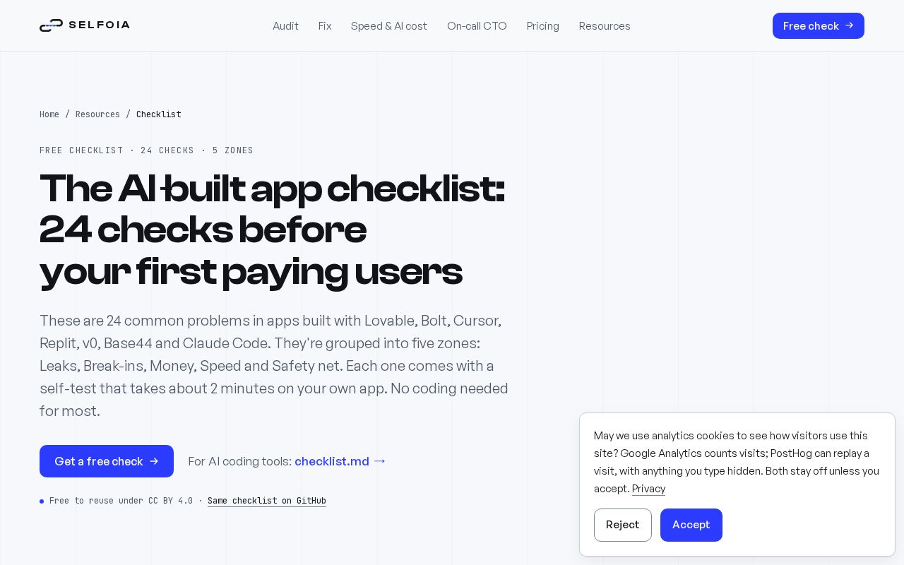 Preview of Ai Built App Checklist