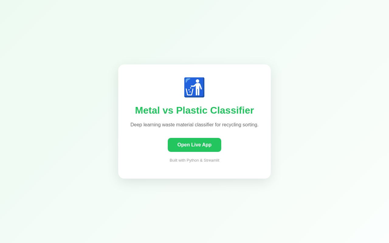 Preview of Metal Vs Plastic Classifier