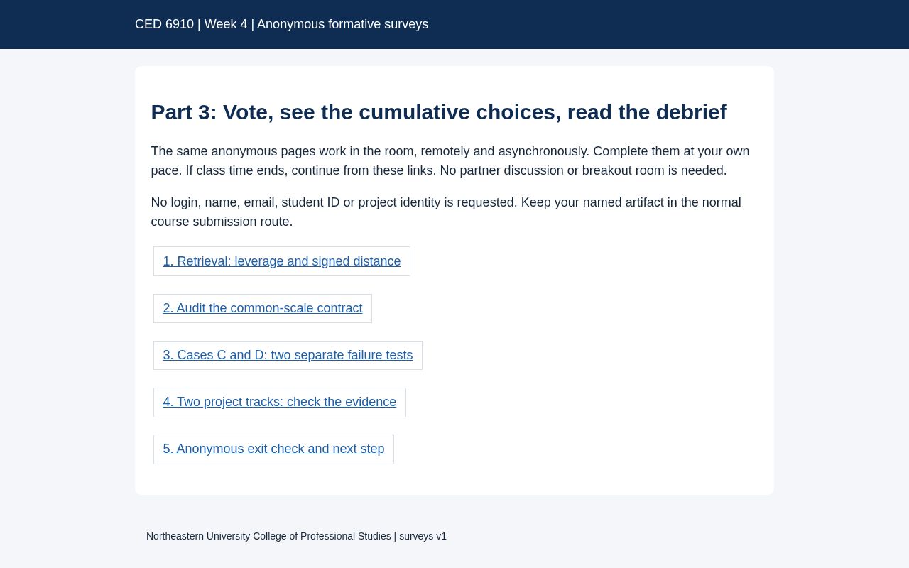 Preview of CED 6910 Week 4 Anonymous Surveys